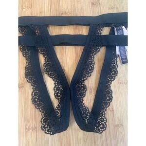 NWT Victorias Secret Very Sexy Strappy Lace Cheekini Tanga Panty Black M